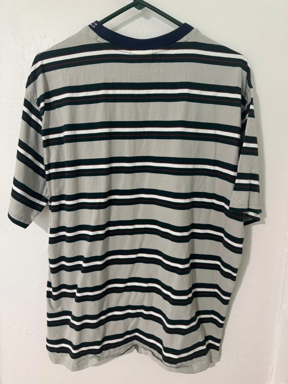 Guess Striped Crewneck Tee in Navy, Gray & Green - Picture 4 of 6